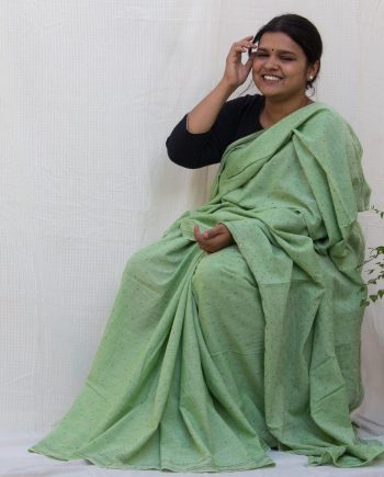 Handloom cotton and silk saree. sari handmade with natural silk and handwoven in India.