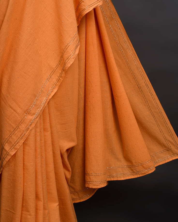 Orange zardozi sari