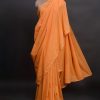 handloom cotton sari ornage colour cotton saree handmade in india
