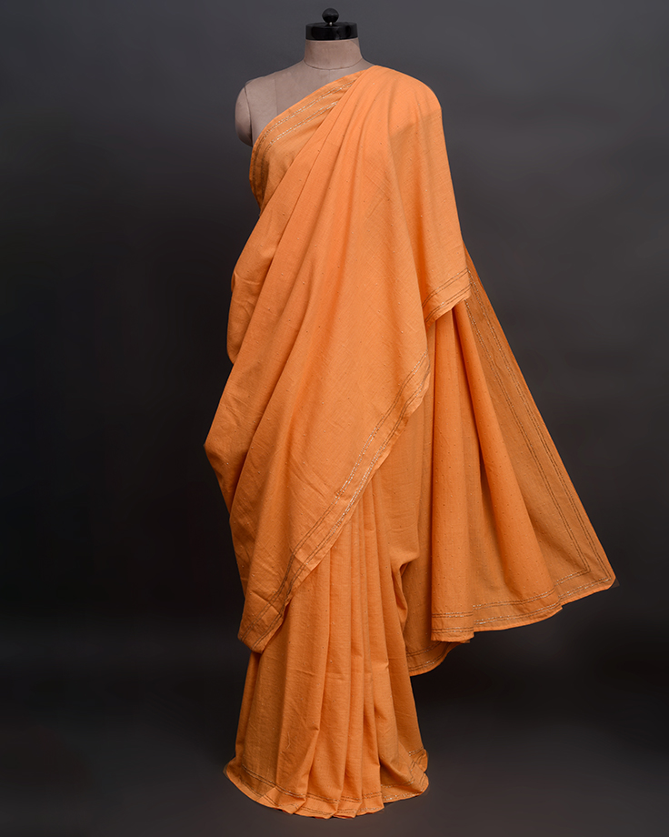 Orange zardozi sari