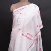 handlooom sari with Lucknowi chikankari embroidery handmade pink white natural