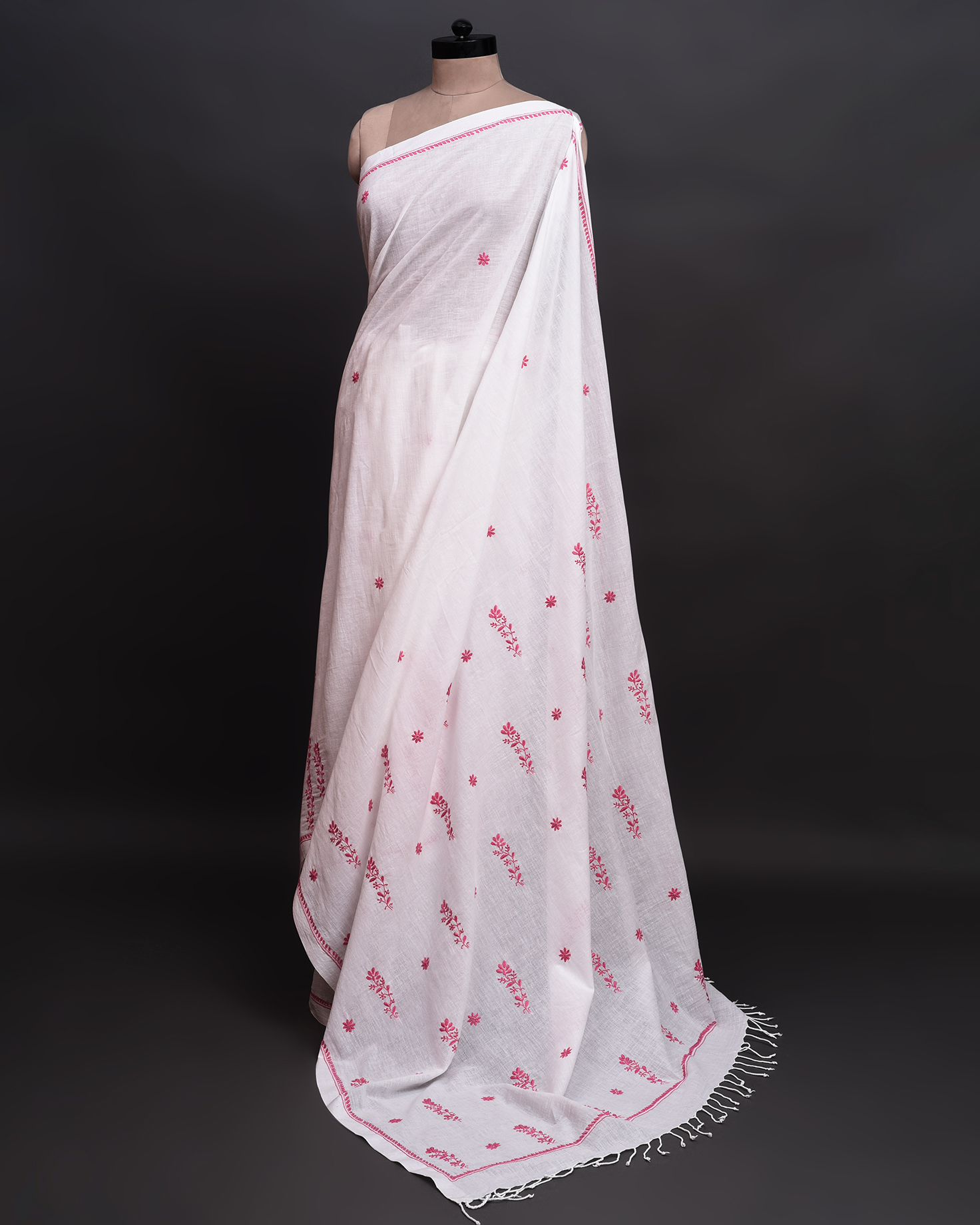 Pink Chikankari Sari